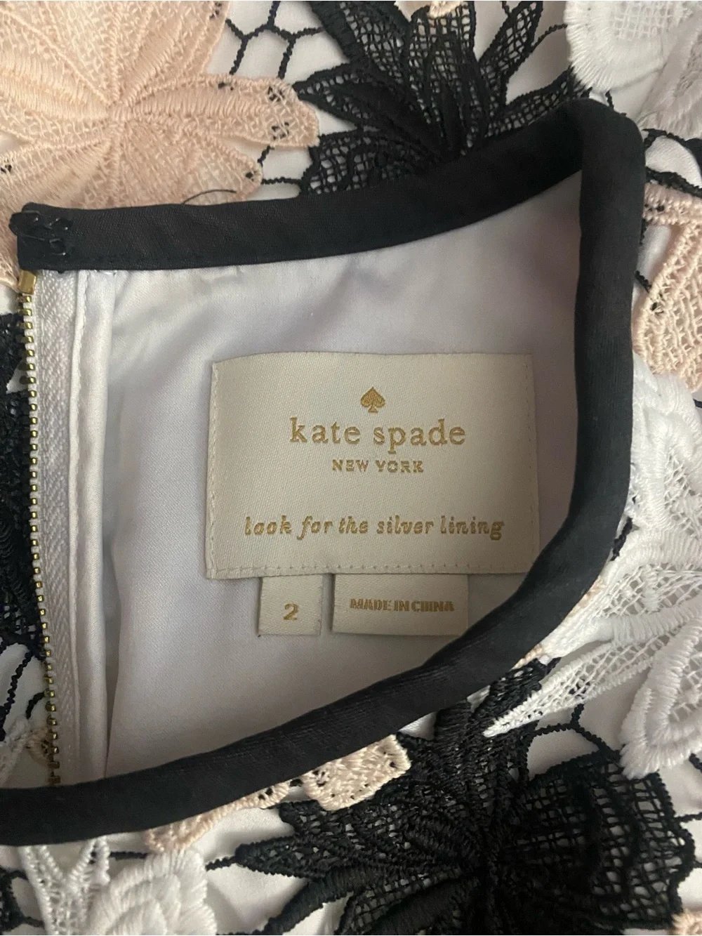 Kate Spade Tiger Lily Black & Ivory Lace Sheath Dress - Sz 2
